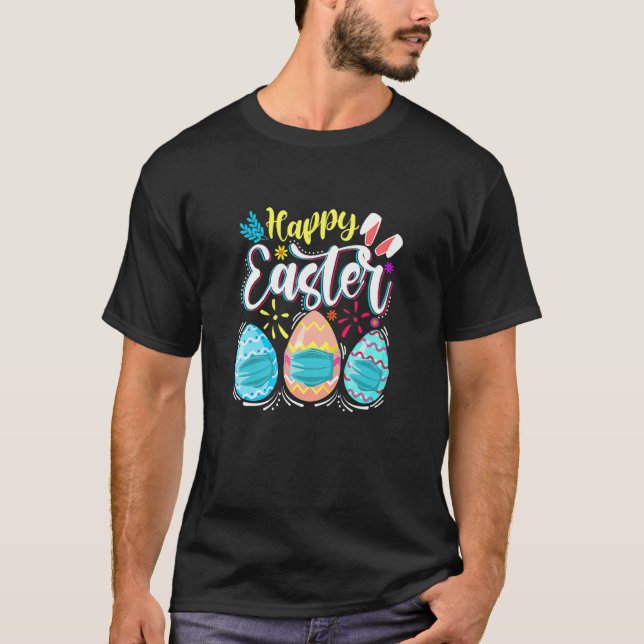 Happy Easter Day Colourful Egg Face Mask Hunting C T-Shirt (Front)