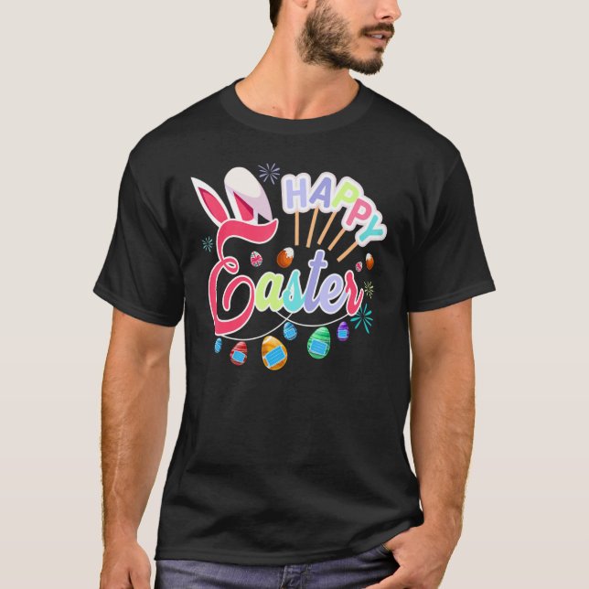 Happy Easter Day Colourful Egg Face Mask Hunting C T-Shirt (Front)