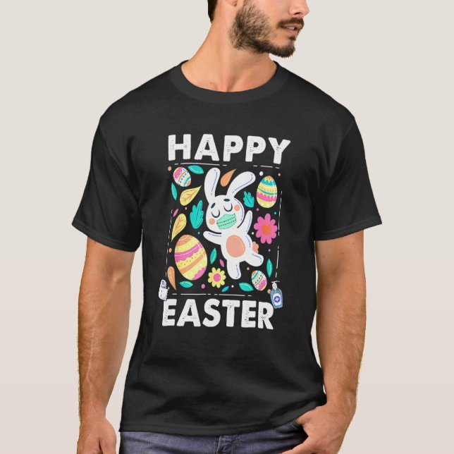 Happy Easter Day Colourful Egg Face Mask Hunting C T-Shirt (Front)