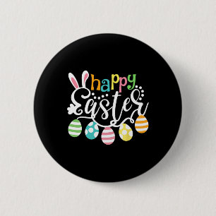 Happy Easter Day Colourful Egg Hunting Cute Bunny 6 Cm Round Badge
