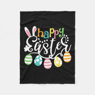 Happy Easter Day Colourful Egg Hunting Cute Bunny Fleece Blanket