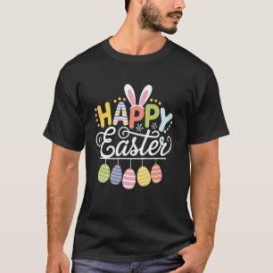 Happy Easter Day Colourful Egg Hunting Cute Bunny T-Shirt