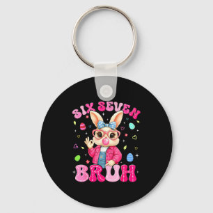 Happy Easter Day Coquette Bow Bunny Six Seven Meme Key Ring