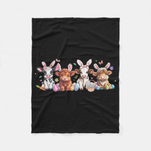 Happy Easter Day Cow Easter Egg Easter Retro Fleece Blanket