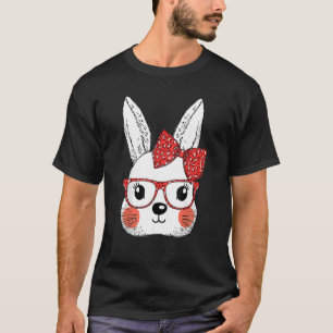 Happy Easter Day Cute Bunny Face Leopard Glasses H T-Shirt