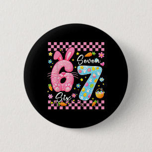 Happy Easter Day Cute Bunny Girls Easter Six Seven 6 Cm Round Badge