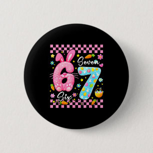 Happy easter day cute bunny girls easter six seven 6 cm round badge