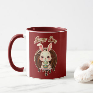 Happy Easter Day – Cute Bunny Illustration Mug