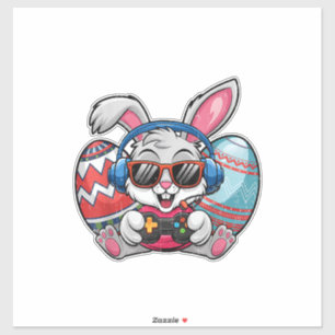 Happy Easter Day Cute Bunny Playing Video Game Kid