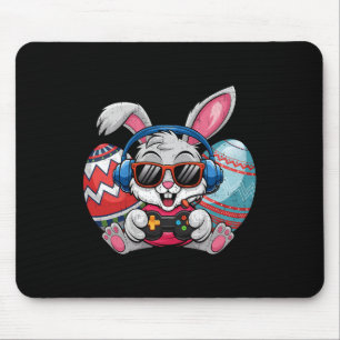 Happy Easter Day Cute Bunny Playing Video Game Kid Mouse Mat