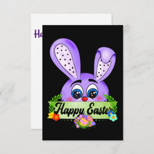 Happy Easter Day, Cute Bunny Purple Card