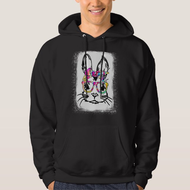 Happy Easter Day Cute Bunny Rabbit Face Tie Dye Gl Hoodie (Front)
