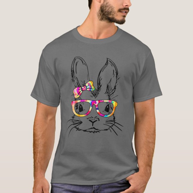Happy Easter Day Cute Bunny Rabbit Face Tie Dye Gl T-Shirt (Front)