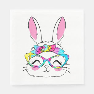Happy Easter Day Cute Bunny Rabbit Face Tie Dye Napkin