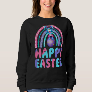 Happy Easter Day Cute Bunny Rabbit Rainbow Women G Sweatshirt