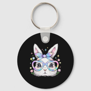 Happy Easter Day Cute Bunny Wearing Gles Girls Eas Key Ring