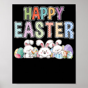 Happy Easter Day Cute Bunny With Eggs Easter Poster