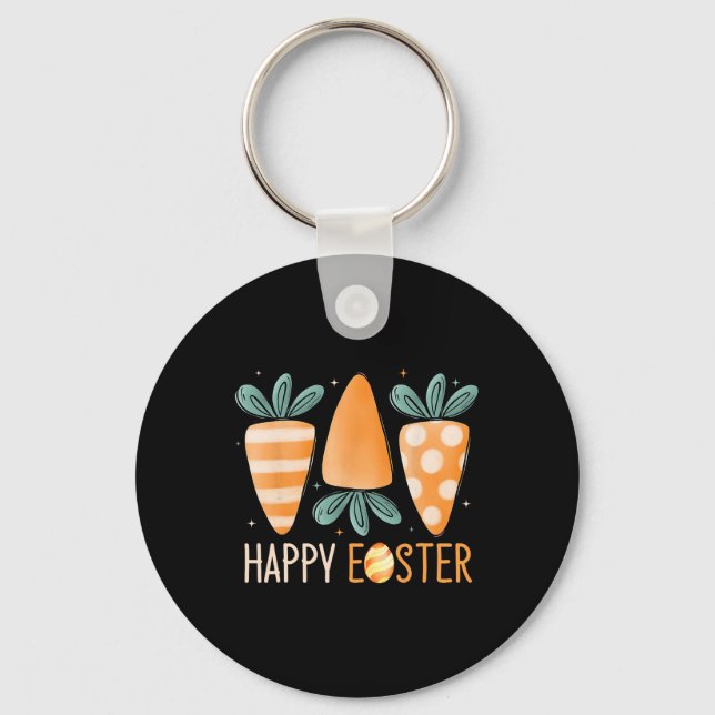Happy Easter Day Cute Carrots Funny Bunny Easter E Key Ring (Front)