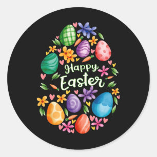 Happy Easter Day Cute Colourful Egg Hunting Women Classic Round Sticker
