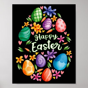 Happy Easter Day Cute Colourful Egg Hunting Women Poster
