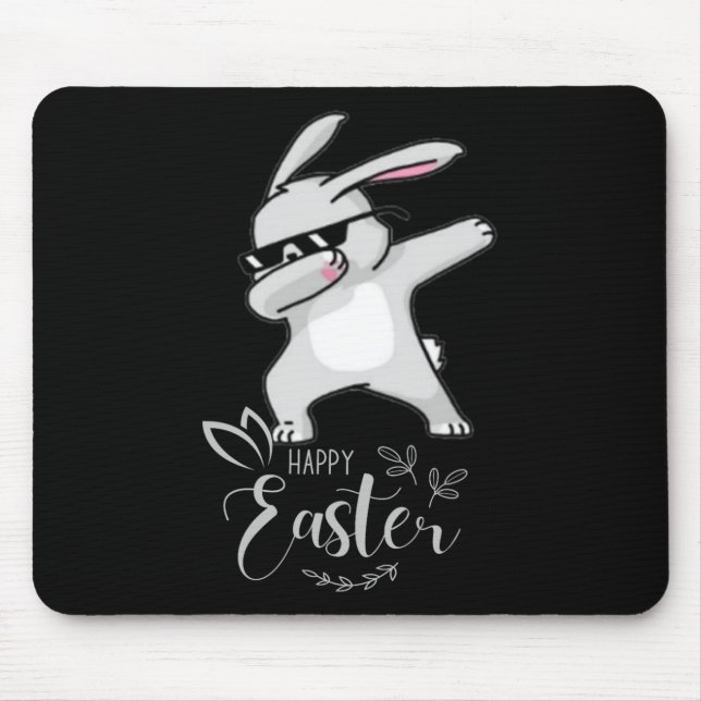 Happy Easter Day Cute Dubbing Bunny Rabbit Funny D Mouse Mat (Front)