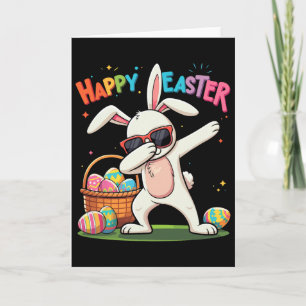Happy Easter Day Dabbing Rabbit Eggs Easter Bunny Card
