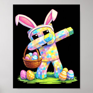 Happy Easter Day Dabbing Rabbit Eggs Pixel Boys Gi Poster