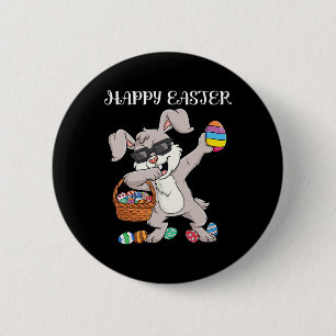 Happy Easter Day Dabbing Rabbit Eggs Toddler Boys 6 Cm Round Badge