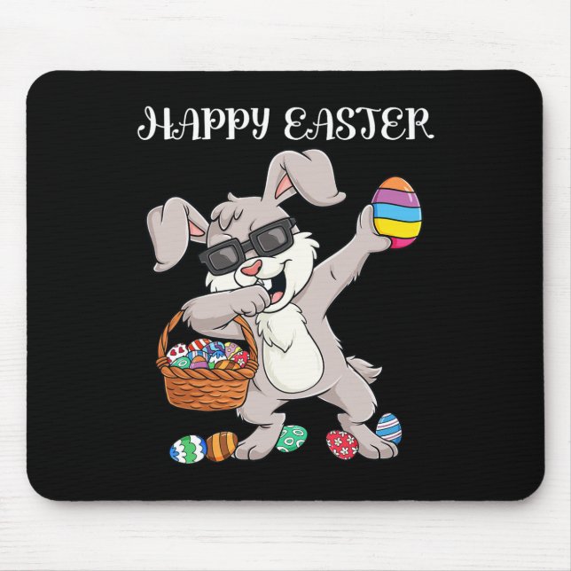 Happy Easter Day Dabbing Rabbit Eggs Toddler Boys  Mouse Mat (Front)