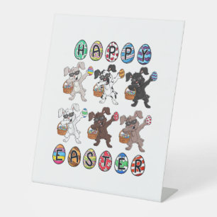 Happy Easter Day Dabbing Rabbits Eggs Toddler Boys Pedestal Sign