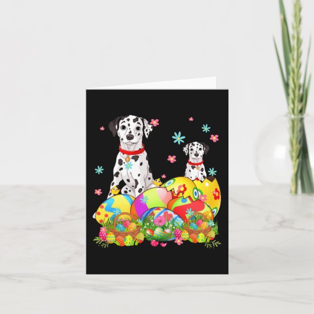 Happy Easter Day Dalmatian With Easter Eggs Dog Lo Card (Front)