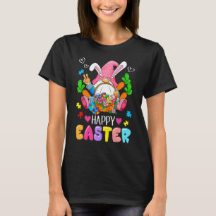 Happy Easter Day Easter Bunny Gnome Eggs Basket Au T-Shirt