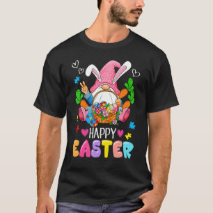 Happy Easter Day Easter Bunny Gnome Eggs Basket Au T-Shirt