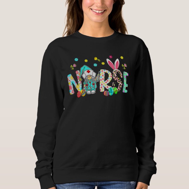 Happy Easter Day Easter Leopard Decor Bunny Ears N Sweatshirt (Front)