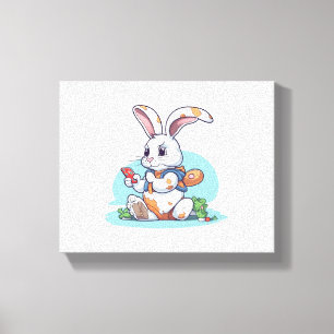 Happy Easter Day Egg Bunny Funny Gamer Boys Kids Canvas Print