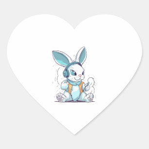 Happy Easter Day Egg Bunny Funny Gamer Boys Kids Heart Sticker