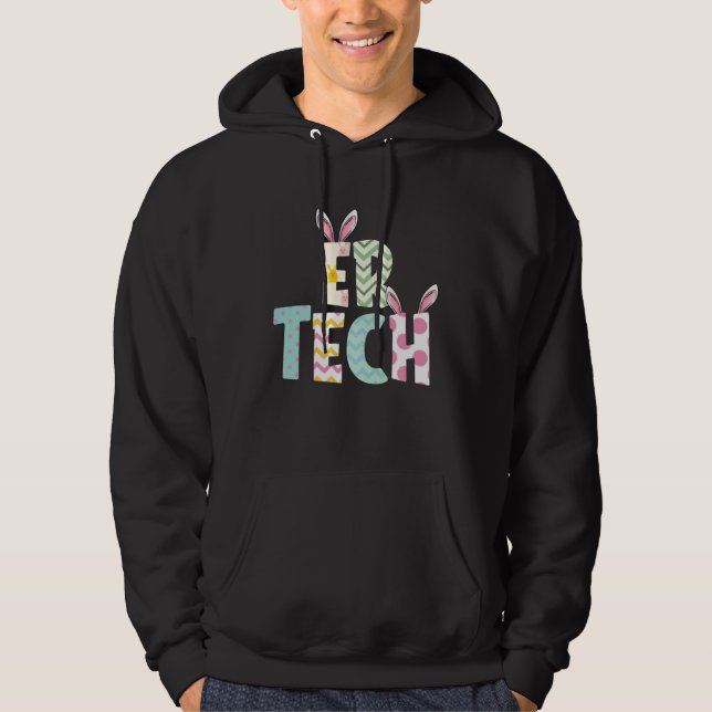 Happy Easter Day ER Tech Cute Bunny Ears Easter Eg Hoodie (Front)