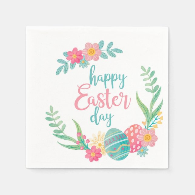 Happy Easter Day Floral Napkin (Front)