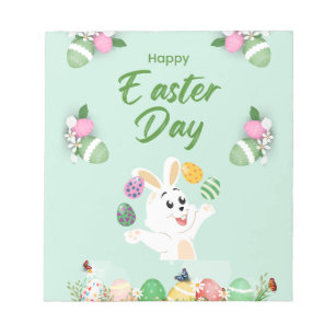 Happy Easter day- Funny Bunny And Eggs Easter Notepad