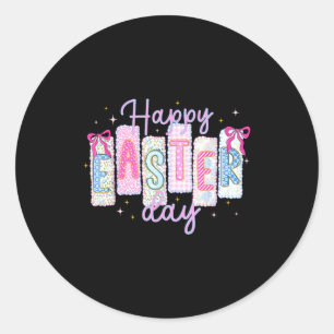 Happy Easter Day Funny Bunny Rabbit Lovers Eggs Co Classic Round Sticker