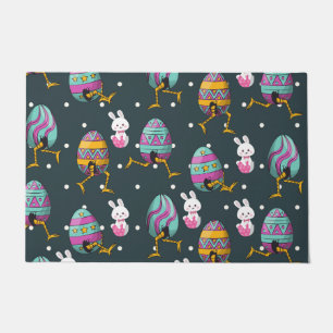 Happy Easter day- Funny Bunny Wishes Pattern Doormat