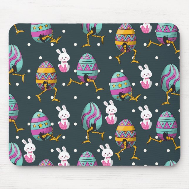 Happy Easter day- Funny Bunny Wishes Pattern      Mouse Mat (Front)