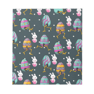 Happy Easter day- Funny Bunny Wishes Pattern Notepad