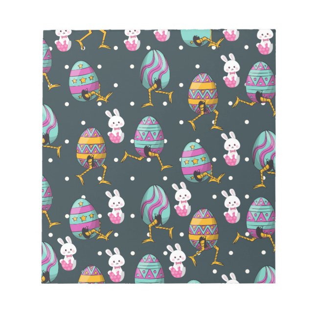 Happy Easter day- Funny Bunny Wishes Pattern       Notepad (Front)