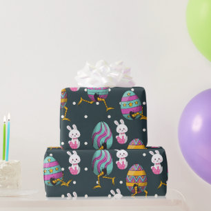Happy Easter day- Funny Bunny Wishes Pattern      Wrapping Paper