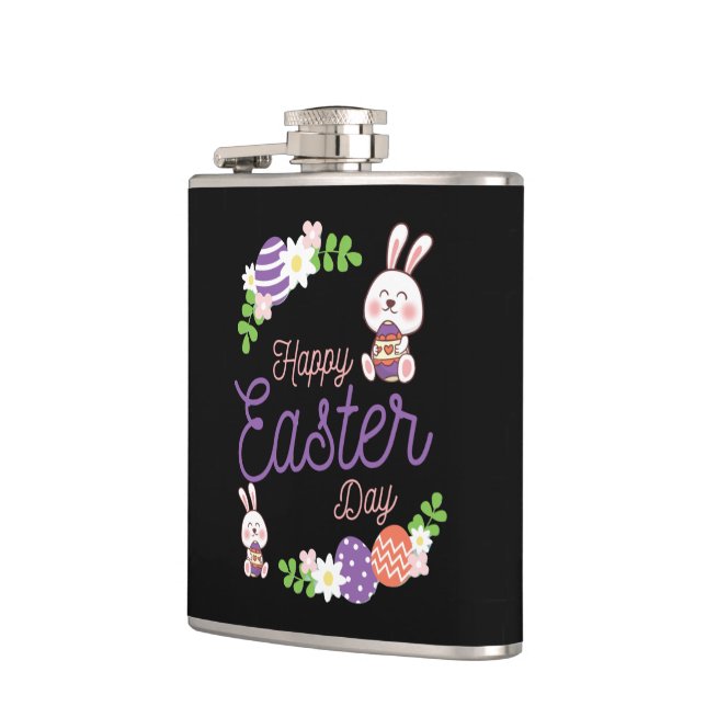 Happy Easter Day, Funny Easter Day Hip Flask (Left)
