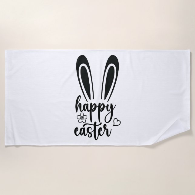 Happy Easter Day Funny Eggs Rabbit Funny T-shirt   Beach Towel (Front)
