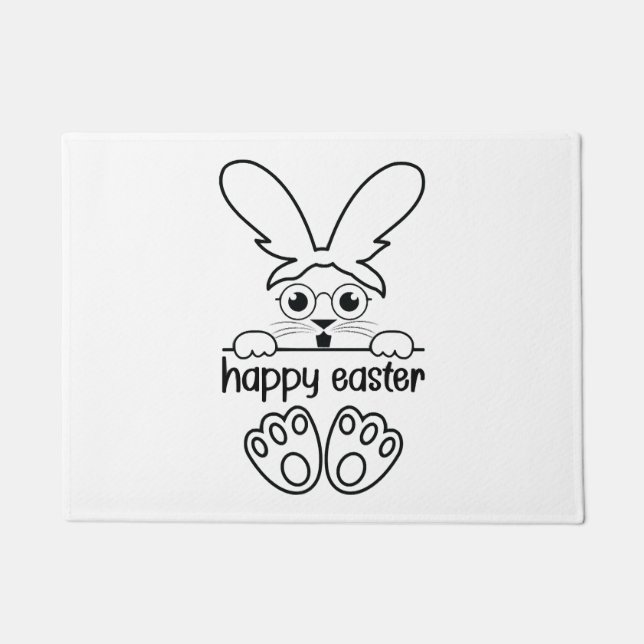 Happy Easter Day Funny Eggs Rabbit Funny T-shirt Doormat (Front)