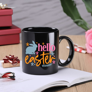 Happy Easter Day - Funny Flowers Two-Tone Coffee Mug