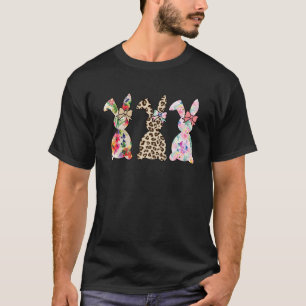 Happy Easter Day Funny Leopard Bunny Rabbit Eggs H T-Shirt